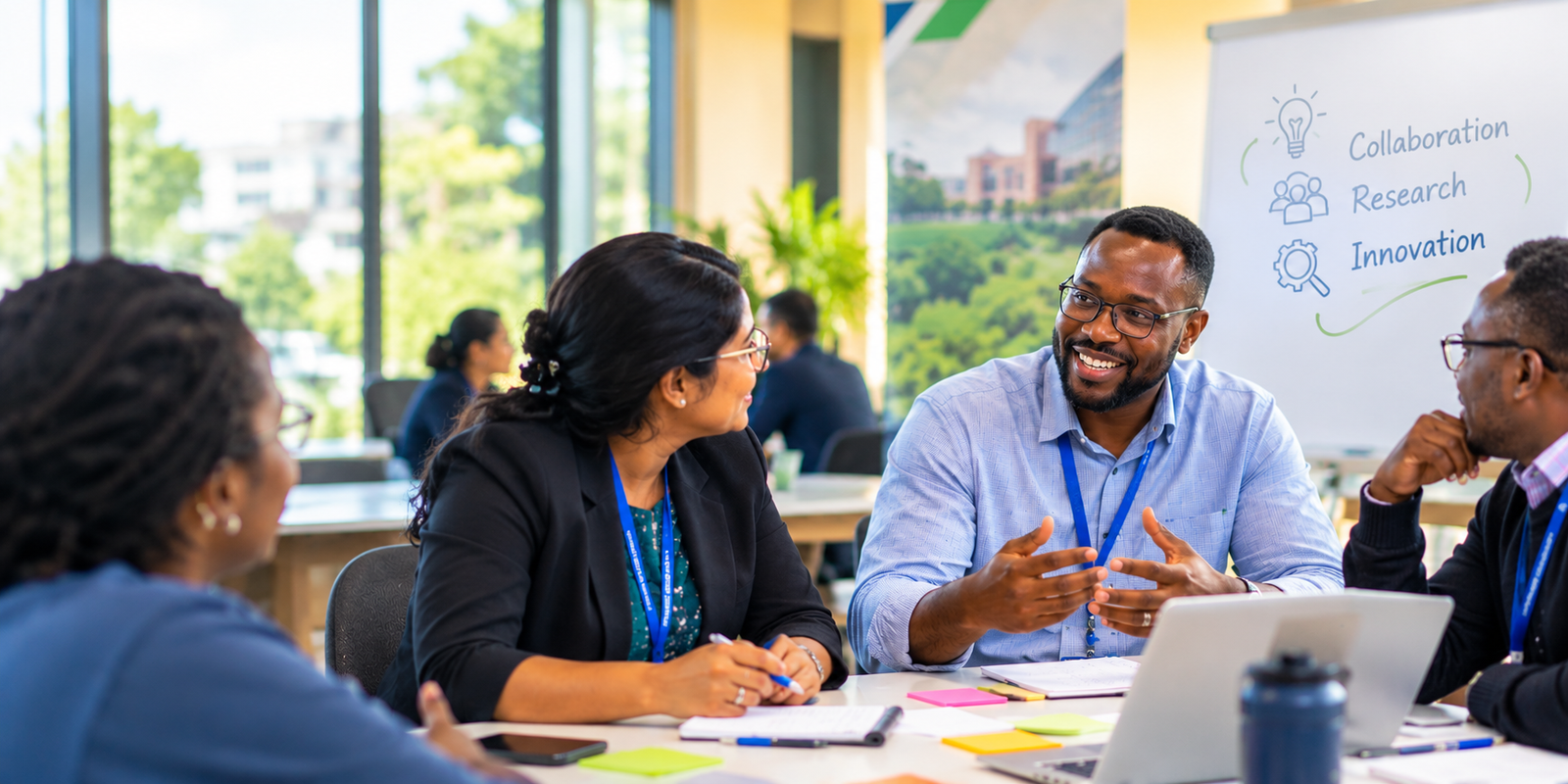 University leaders and faculty in discussion during a JFM session